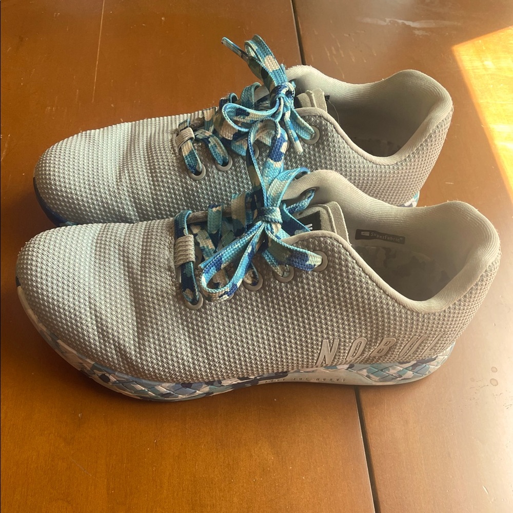 NOBULL Gray Athletic Shoes with Blue Accents